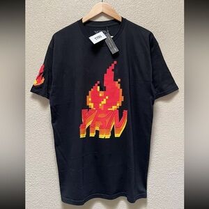 YRN Migos Pixel Flame Print Logo T-Shirt Men’s Size Large-NwT